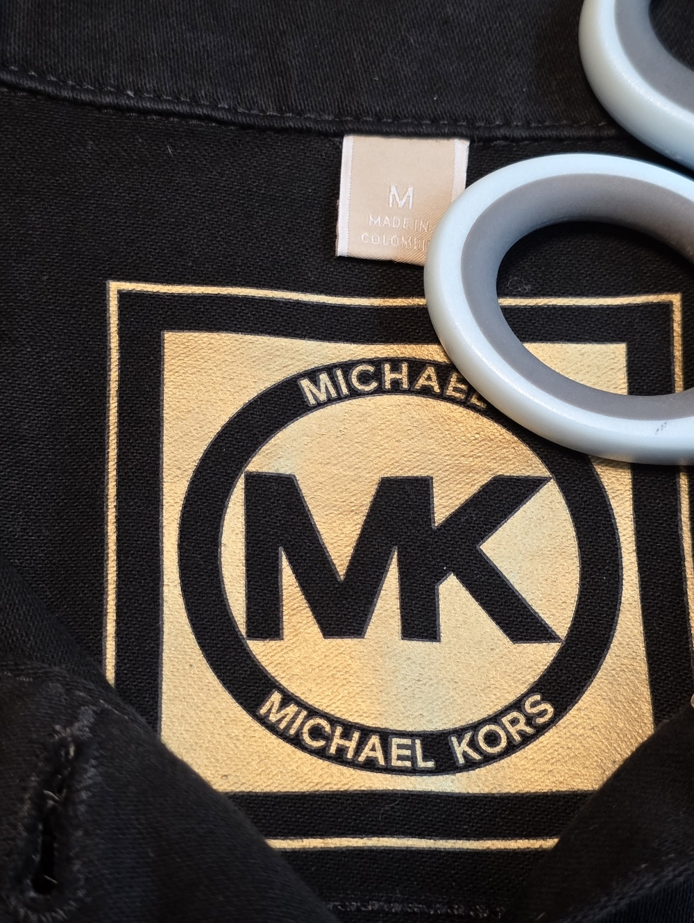 Michael Kors Women's Black Denim Jean Jacket With Gold Logo Buttons Size M - Picture 5 of 15